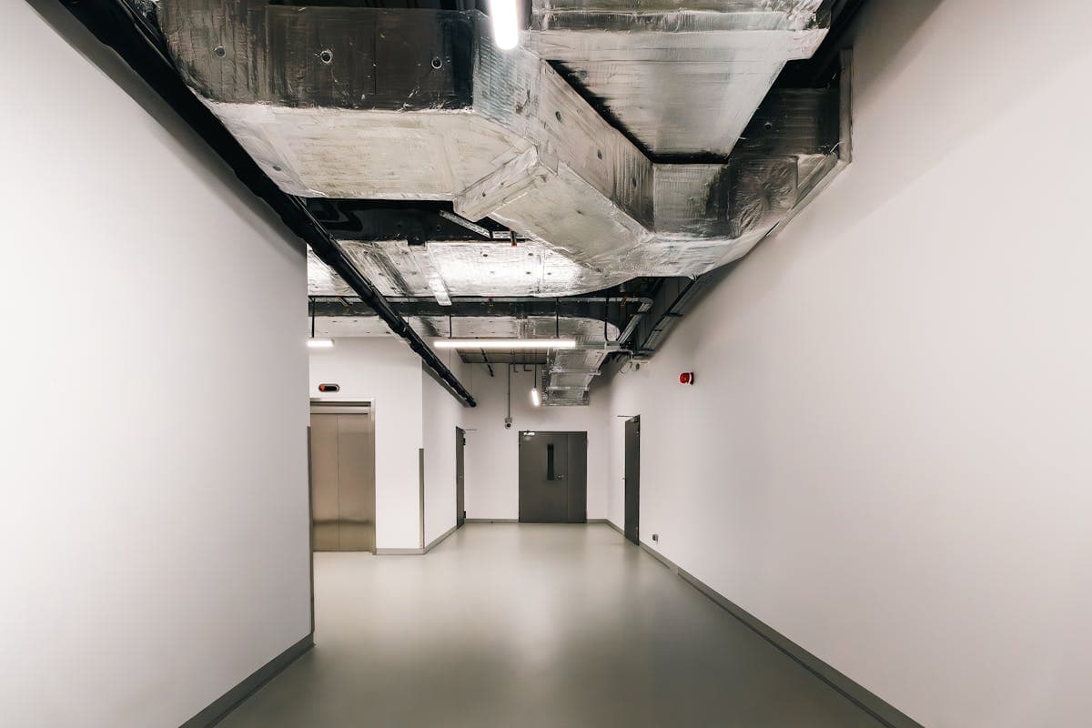 Mechanical ductwork run during a commercial fit-out